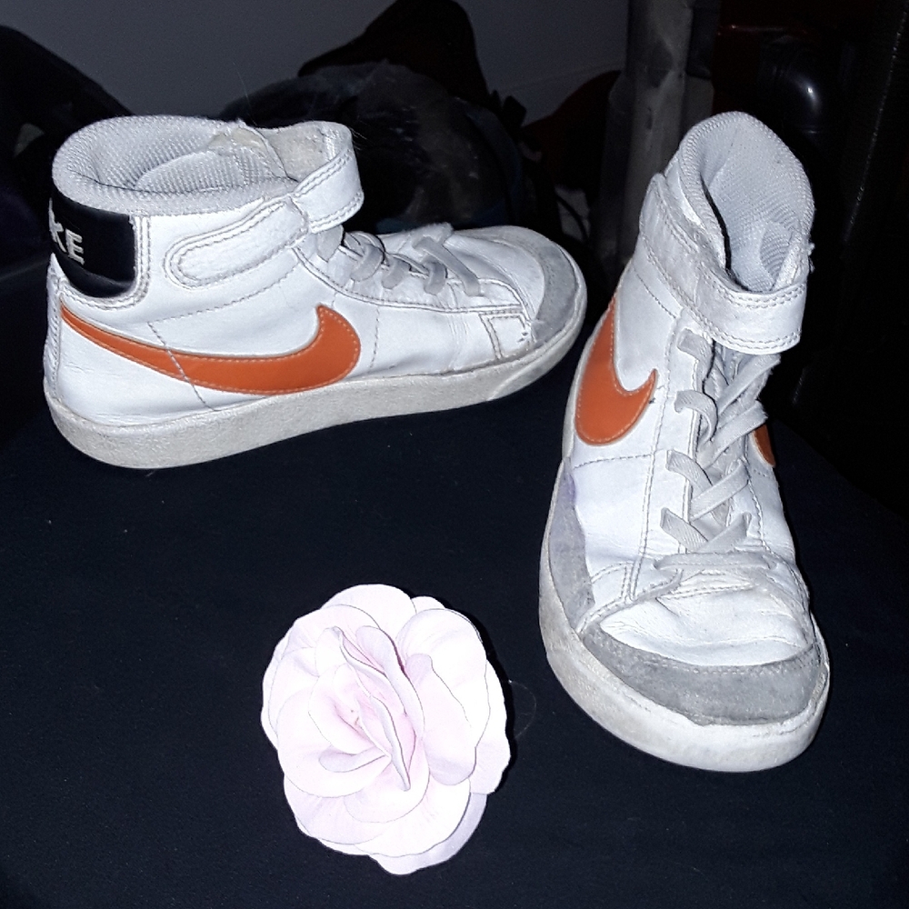 Nike High-Top Sneakers - White and Orange